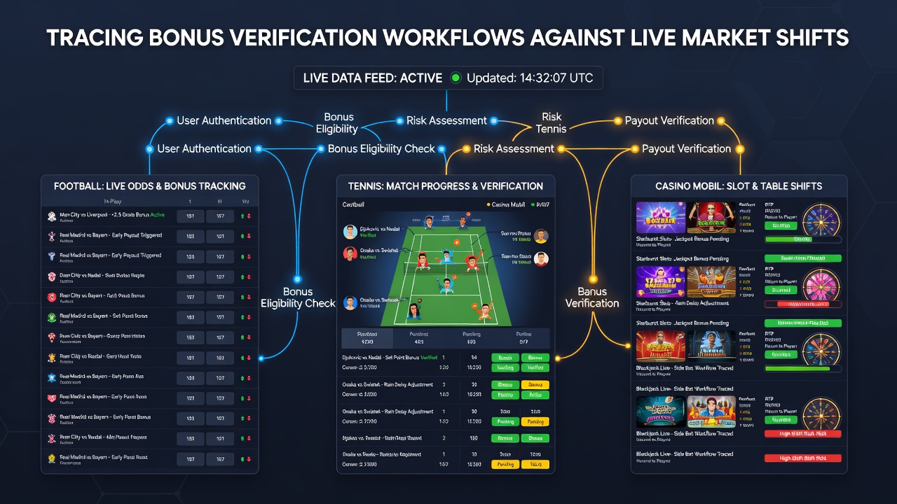 Illustration der Integration von Bonus-Workflows mit Live-Märkten in Tennis- und Casino-Apps