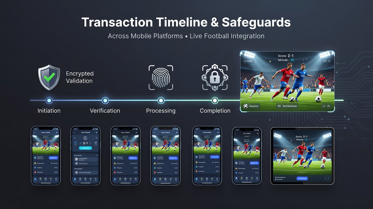 Diagramm zur Synchronisation von Transaktionszeitlinien mit Schutzmechanismen in Live-Fußball-, Tennis- und Casino-Apps